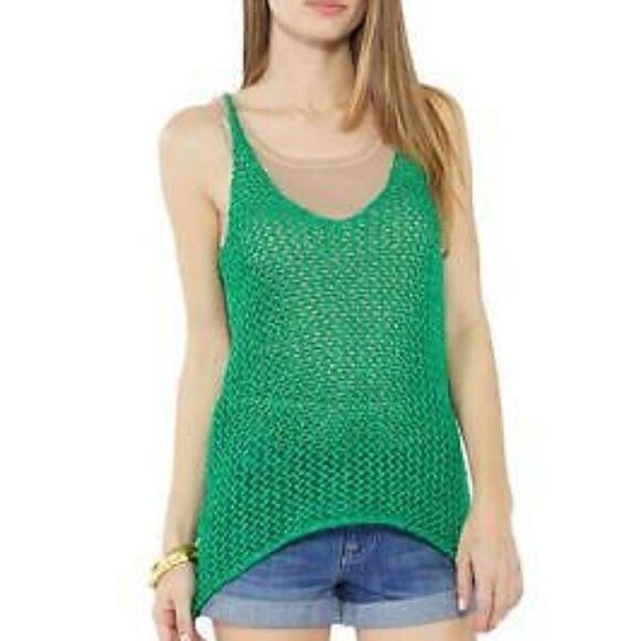 Torn by Ronny Kobo Chrissy Tank Top Green Crosh Kn - Picture 1 of 6